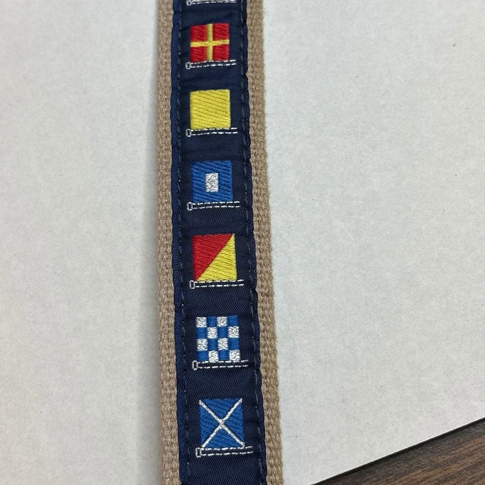 Leather Man Ltd Nautical Signal Flags Canvas Leather Belt Essex CT Men Size 26‎